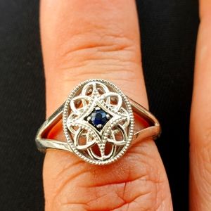 SS Sapphire filigree vintage style ring